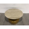 60cm coffee table with glazed tile top and camel-coloured iron legs | Second-hand
