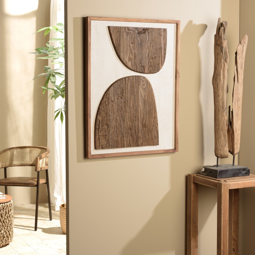 Décoration murale 62x82cm formes sur fond blanc Pin recyclé | Seconde Main