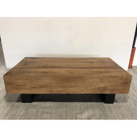 Coffee table with beams, 120x60cm, Suar wood, black legs | Second Hand