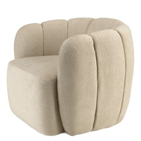 Fauteuil rembourré en tissu beige | Meubles Macabane