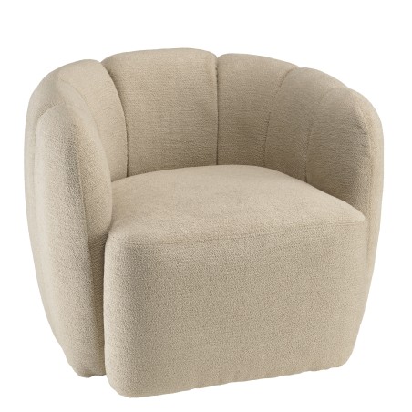 Fauteuil rembourré en tissu beige | Meubles Macabane