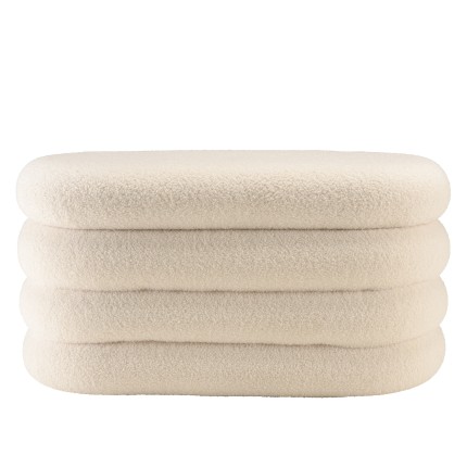 Banc avec rangement en tissu bouclette blanc L85cm | Macabane