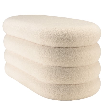 Bench with storage in white bouclé fabric L85cm | Macabane