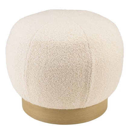 Round pouffe in white bouclé fabric D47cm | Agathe Collection