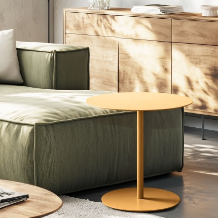 Round brown steel side table D40cm | Macabane Furniture