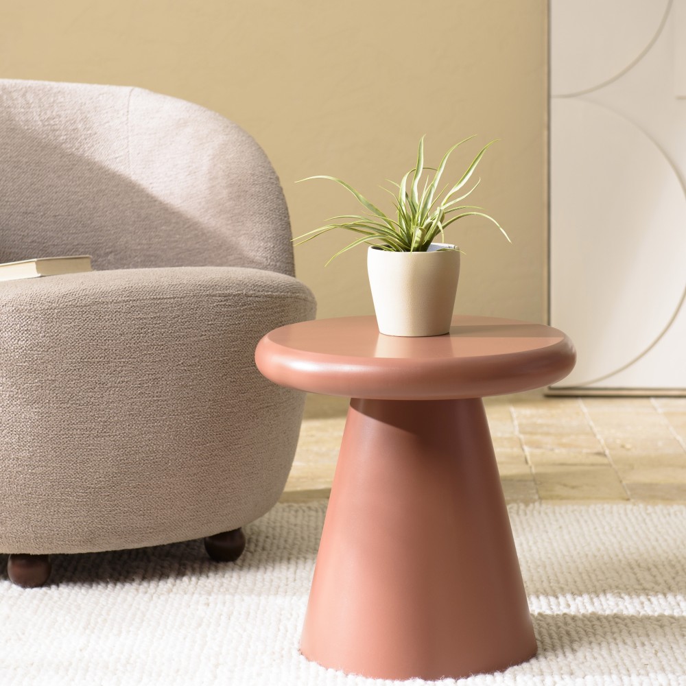 Round side table in terracotta-painted wood, diameter 40 cm | Macabane