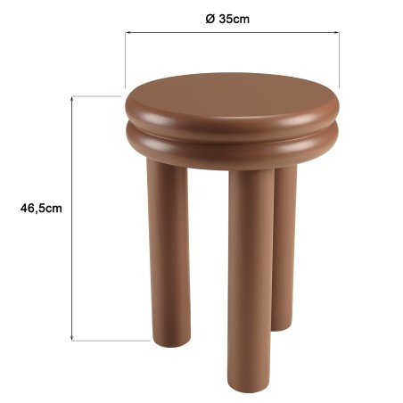 Round side table in terracotta-painted wood, diameter 35 cm | Macabane Furniture