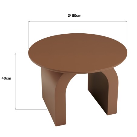 Round coffee table in terracotta lacquered wood, diameter 60 cm | Macabane