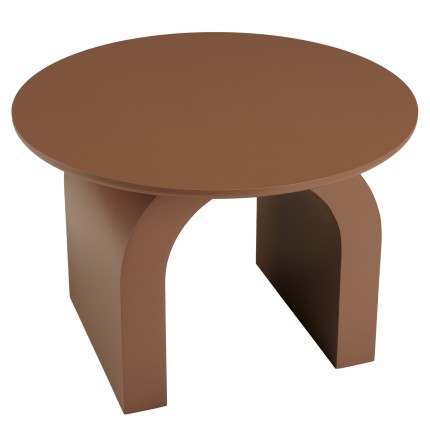 Round coffee table in terracotta lacquered wood, diameter 60 cm | Macabane