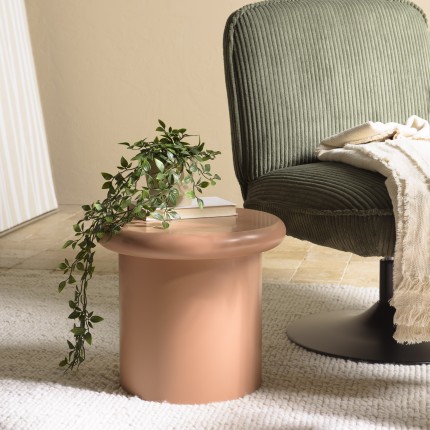 Round side table in brown painted wood, diameter 40 cm | Macabane Furniture