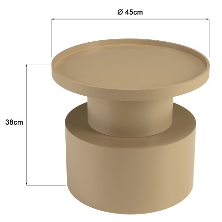 Round side table in taupe-painted wood, diameter 45 cm | Macabane Furniture