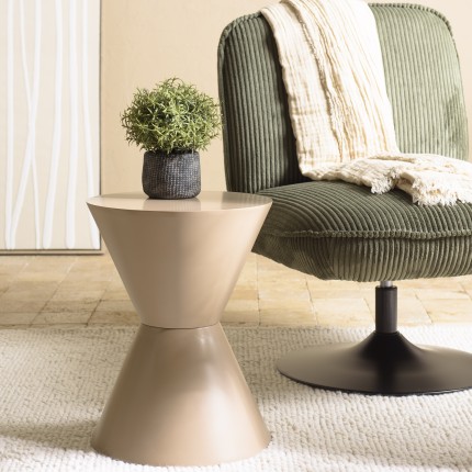 Round side table in taupe-painted wood, D35cm | Macabane Furniture