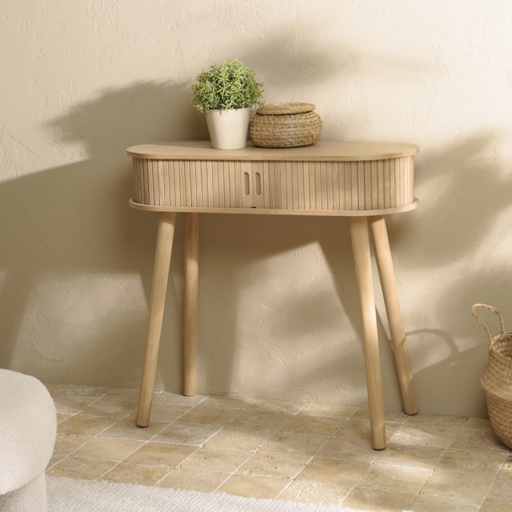 Console ovale 80x30cm en bois couleur naturelle | Macabane