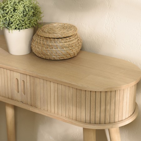 Console ovale 80x30cm en bois couleur naturelle | Macabane