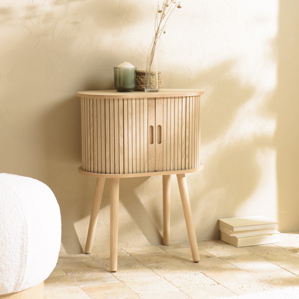 Meuble de rangement ovale 50x30cm en bois couleur naturelle | Macabane