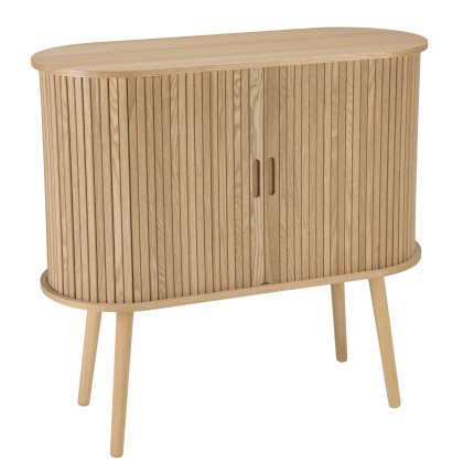 Oval sideboard, 80 x 33 cm, natural-coloured wood | Macabane Furniture