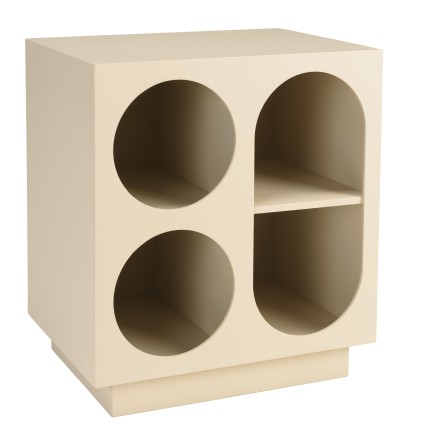 Bedside table 40x30cm 4 compartments in beige painted wood | Macabane
