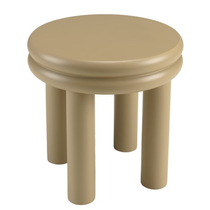 Round side table in taupe painted wood, diameter 40 cm | Macabane