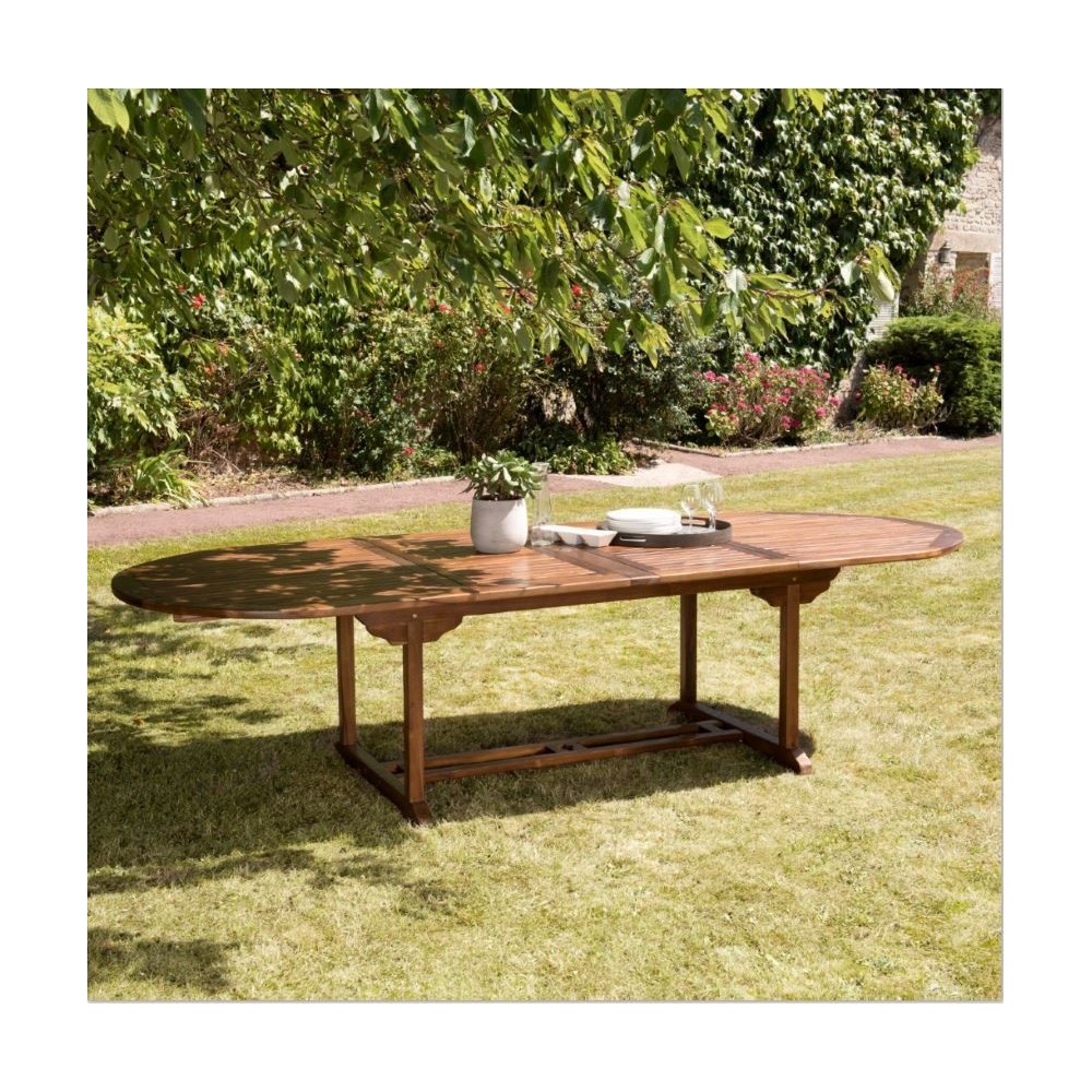 MAEVA - Double extension oval table 200/300*120 in oiled teak wood