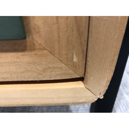 Vaisselier 2 portes vitrées vert bois pin et métal noir - SECONDE MAIN