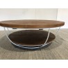 Double-tier coffee table, 100x100cm, recycled teak and white metal | SECOND-HAND