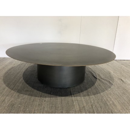 Round coffee table 120x120cm in black iron with gold trim | SECOND-HAND