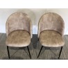 Set of 2 chairs with rounded backs, beige velvet fabric and black legs | Second-hand