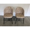 Set of 2 chairs with rounded backs, beige velvet fabric and black legs | Second-hand