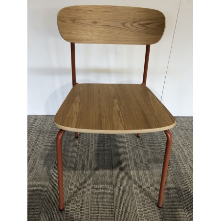 School chair in ash wood and terracotta steel | SECOND-HAND