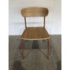 School chair in ash wood and terracotta steel | SECOND-HAND