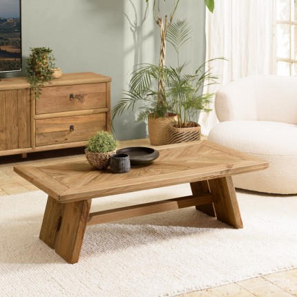 Rectangular coffee table 130x70cm recycled pine wood - Second Hand