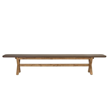Banc 240x40cm effet béton marron pieds en bois d'acacia | Macabane