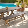 240x40cm bench with a brown concrete-effect finish and acacia wood legs | Macabane