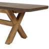 Brown concrete-effect table and bench set with acacia wood legs | Macabane