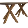 Brown concrete-effect table and bench set with acacia wood legs | Macabane