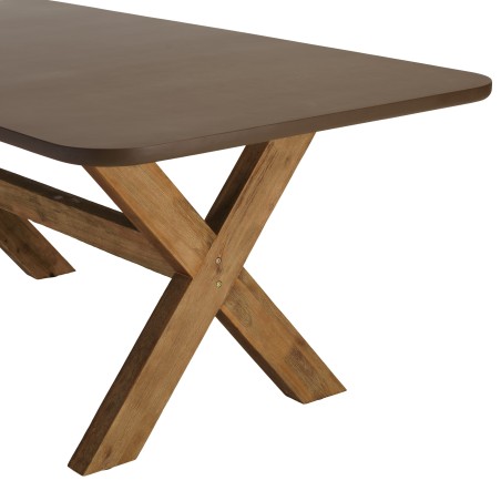 200x100cm brown concrete-effect dining table with acacia wood legs | Macabane
