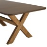 Brown concrete-effect table and bench set with acacia wood legs | Macabane