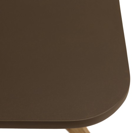 90x90cm square dining table with a brown concrete-effect top and acacia wood legs | Macabane Furniture