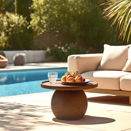 Round brown concrete side table, 45cm diameter | Macabane