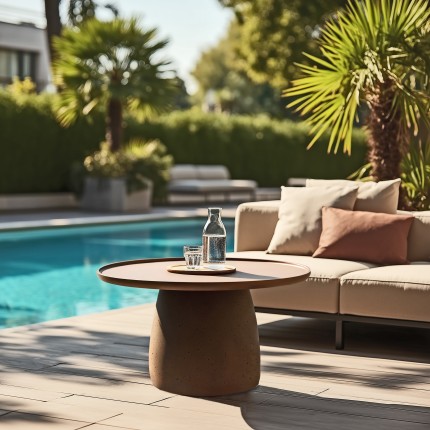 Table basse ronde en béton marron D80cm | Macabane