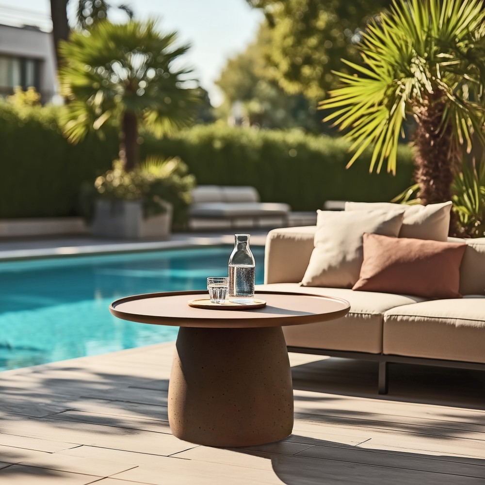 Round brown concrete coffee table, 80cm diameter | Macabane