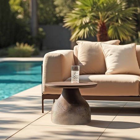 Round brown concrete coffee table, 52cm diameter | Macabane Furniture