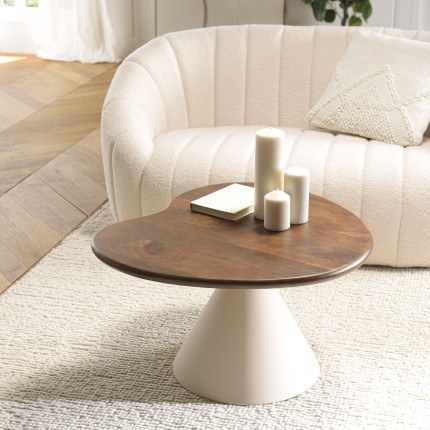 Table basse plateau en manguier et pied couleur ivoire | Meubles Macabane