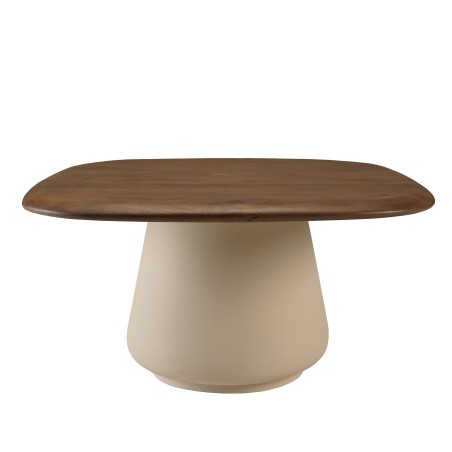 Mesa de centro 70x70cm de mango pie de metal marfil | Macabane