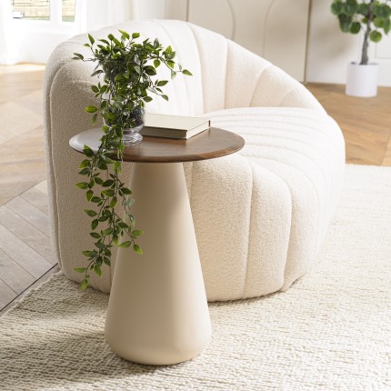 40x40 side table in mango wood with ivory-coloured legs | Macabane