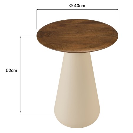 Bijzettafel 40x40 van mangohout met ivoorkleurige poten | Macabane
