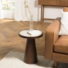 Side table 40x40cm, marble top, dark mango wood legs | Macabane