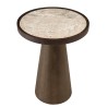 Side table 40x40cm, marble top, dark mango wood legs | Macabane