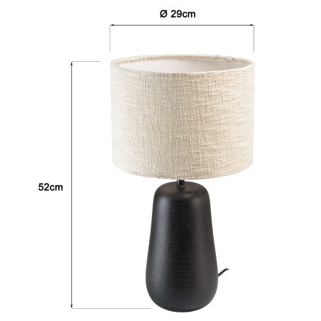 JAMES - JAMES - Table lamp 28x28cm antique mango wood with beige fabric shade