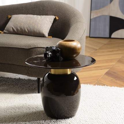 Round side table in black metal | Macabane Furniture